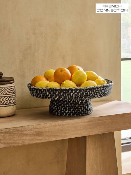 French Connection Black Rattan Footed Bowl (AV8253) | €54