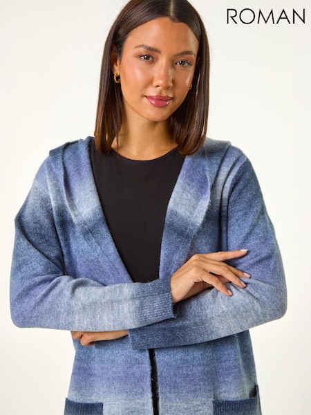 Blue - Roman Spacedye Hooded Cardigan