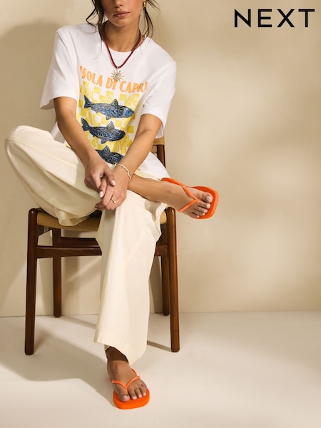 Orange Square Toe Flip Flops (AV8326) | R$ 120