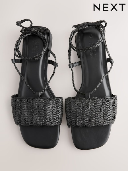 Black Forever Comfort® Woven Strappy Flat Sandals (AV8331) | €57