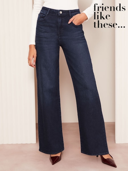 Tummansininen - Friends Like These Relaxed Wide Leg Jeans (AV8379) | €57