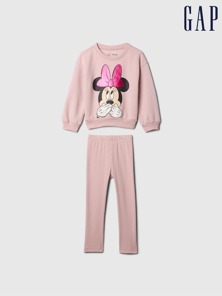 Gap Pink Minnie Mouse Disney Crew Neck Sweatshirt and Leggings Set (6mths-5yrs) (AV8416) | €43
