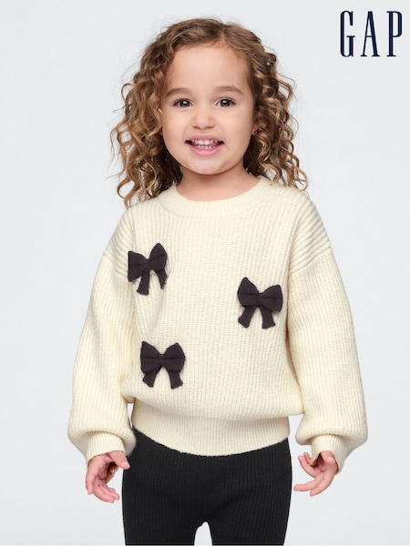 Gap White CashSoft Bow Jumper (6mths-5yrs) (AV8418) | €17