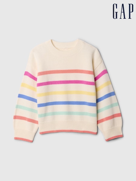 Gap Cream Stripe Crew Neck Jumper (6mths-5yrs) (AV8421) | €11.50
