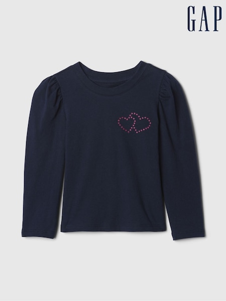 Gap Navy/Blue Puff Long Sleeve T-Shirt (6mths-5yrs) (AV8429) | €11