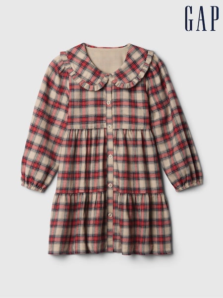 Gap Red Tiered Flannel Shirt Dress (6mths-5yrs) (AV8430) | € 39