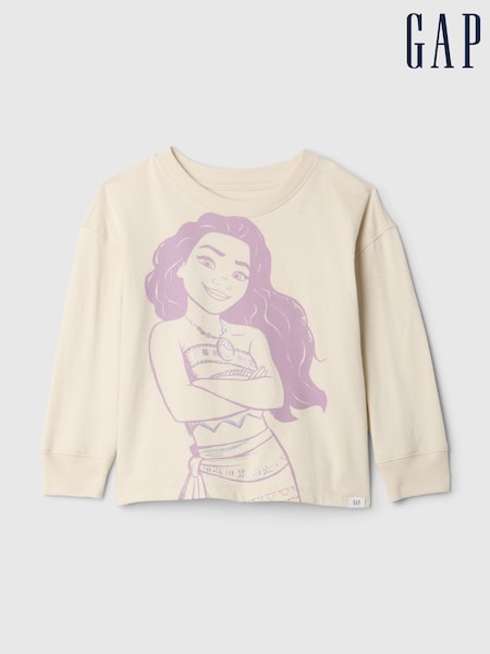 Gap Beige Disney Moana Graphic T-Shirt (6mths-5yrs) (AV8437) | €23