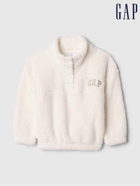 Wit - Gap fleecetrui van gerecyclede sherpa met drukknoop (6mnd -5jr) (AV8441) | € 34