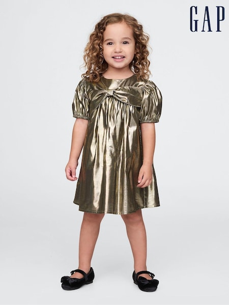 Gap Gold Metallic Bow Dress (6mths-5yrs) (AV8442) | €17