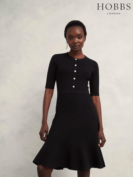 Hobbs Black Cece Knitted Dress (AV8451) | €190