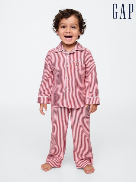 Gap Red Stripe Matching Family Christmas Long Sleeve Button Pyjamas (6mths-5yrs) (AV8489) | €19.50