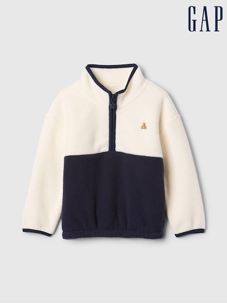Crème en marineblauw - Gap sherpa fleece met halve rits (6 mnd - 5 jr) (AV8492) | € 38