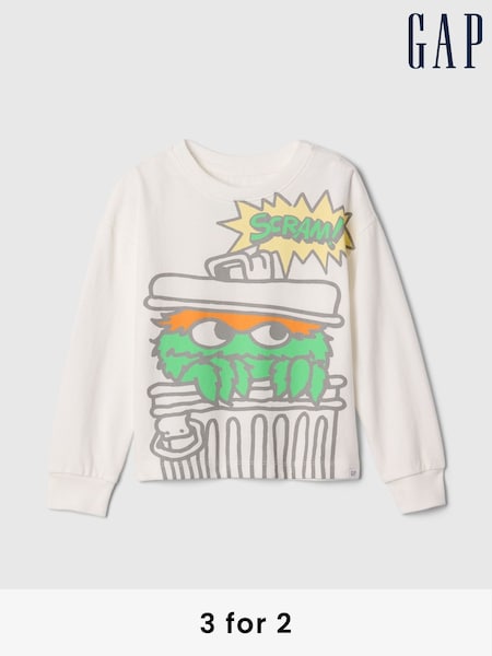 Gap White Sesame Street Graphic T-Shirt (6mths-5yrs) (AV8512) | €18