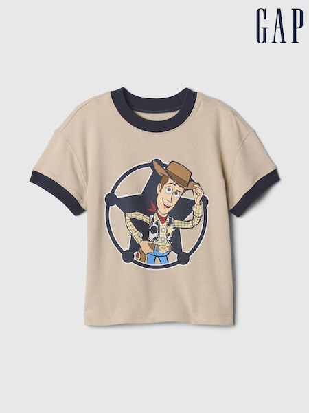Gap Beige Woody Disney Toy Story Cotton Short Sleeve T-Shirt (6mths-5yrs) (AV8515) | €12.50