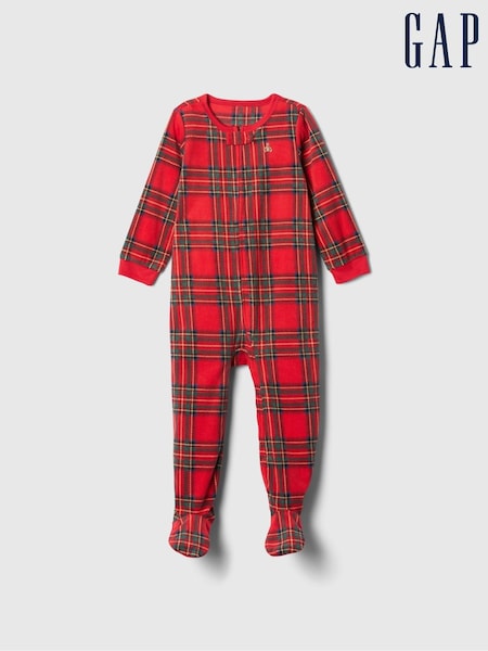 Gap Red Christmas Check Sleepsuit (Newborn-24mths) (AV8526) | €17