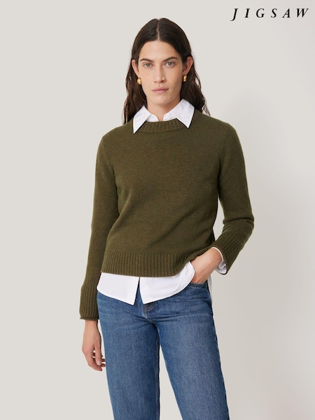 Jigsaw Olive Green Wool Cashmere Blend Jumper (AV8576) | €76