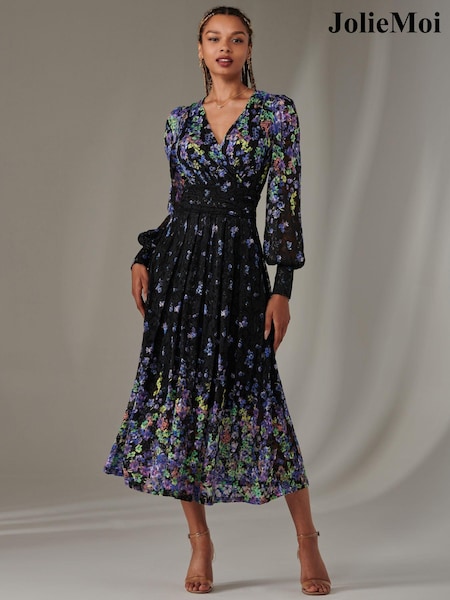 Sininen - Jolie Moi Dalia Symmetrical Print Lace Maxi Dress (AV8601) | €124