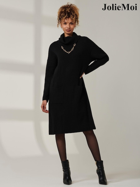 Jolie Moi Black Emma Knitted Longline Jumper (AV8604) | 166 QAR