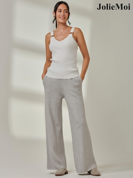 Gri - Jolie Moi Ribbed Knit Flared Chiloți (AV8610) | 146 LEI