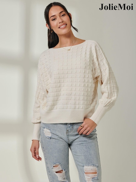 Creme - Jolie Moi Knitted Bubble Stitch Jumper (AV8614) | 27 €
