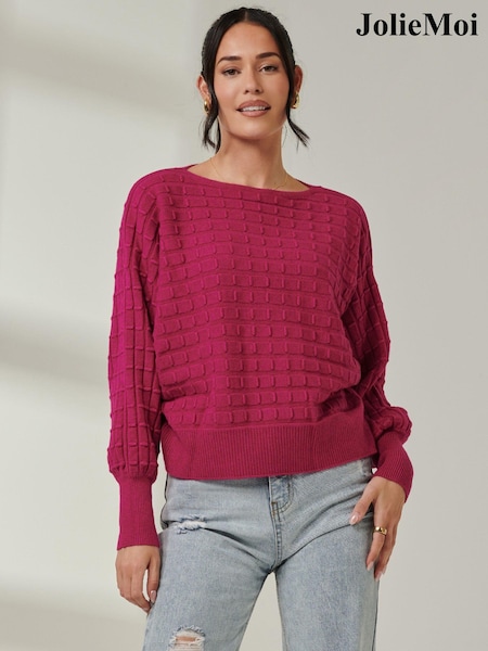 Розовый - Jolie Moi Knitted Bubble Stitch Jumper (AV8617) | €23