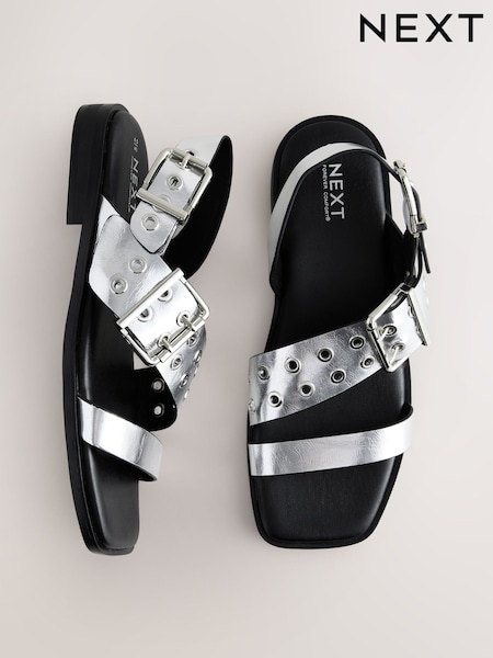 Silver Forever Comfort® Buckle Strap Sandals (AV8628) | €50.50