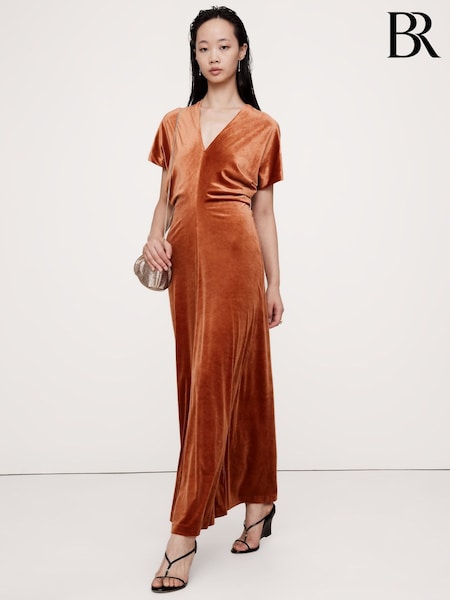 Banana Republic Orange Bias-Cut Velvet Maxi Dress (AV8652) | €198