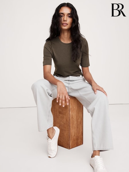 Vihreä - Banana Republic Luxe Wool-blend Elbow-sleeve Top (AV8664) | €71