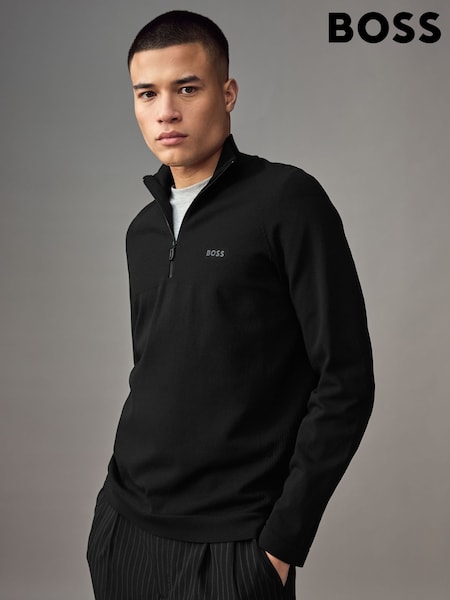 BOSS Black Seamless Tech Quarter Zip Stretch Knit Jumper (AV8713) | €282
