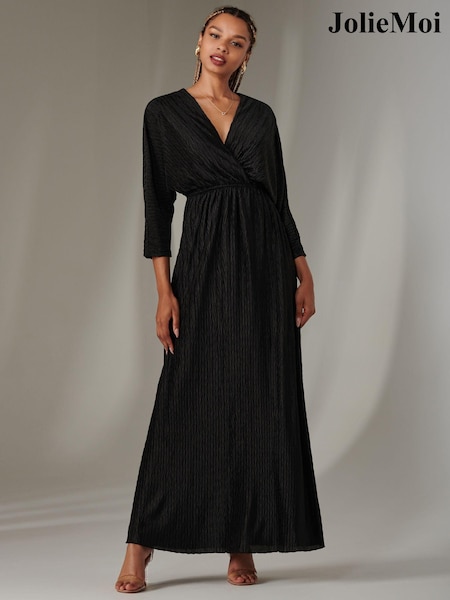 Jolie Moi Black Ruffle Hem Chiffon Midi Dress (AV8747) | 337 QAR