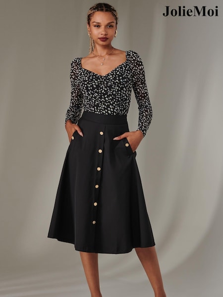 Jolie Moi Button Up Midi Skirt (AV8753) | ‏277‏₪