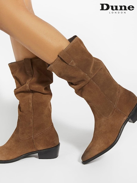 Dune London Brown Pathway Slouch Calf Watern Boots (AV8846) | €88