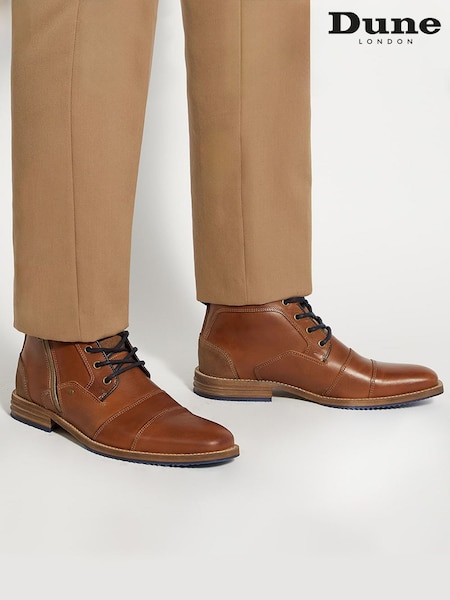 Naturlig - Dune London Captains Double Toecap Lace-up Boots (AV8849) | kr2 720