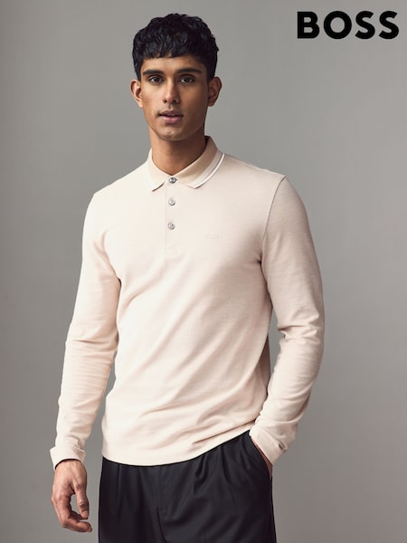 BOSS Natural Long Sleeve 100% Cotton Polo Shirt (AV8859) | €68