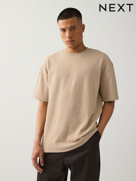 Neutral Stone Relaxed Fit Textured T-Shirt (AV8868) | €23
