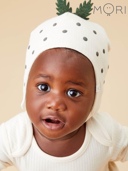 MORI Cream Cotton and Bamboo Christmas Pudding Bonnet Hat (AV8883) | €10.50