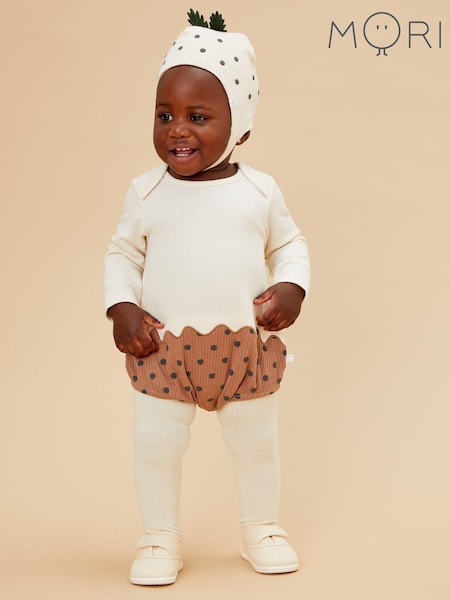 MORI Cream Cotton and Bamboo Christmas Pudding Bodysuit (AV8890) | €17.50
