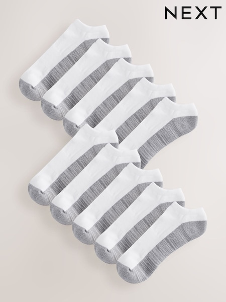 White/Greys 10 Pack Cushioned Trainers Socks (AV8895) | AED96
