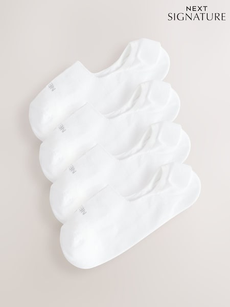 White Signature Modal Invisible Trainer Socks 4 Pack (AV8901) | €13
