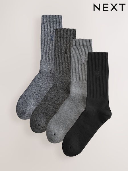 Grey Stag Embroidered Heavyweight Socks 4 Pack (AV8903) | €19.50