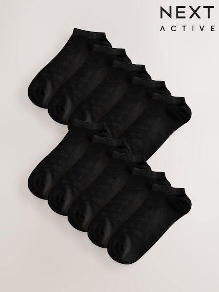 Black Active Low Rise Trainers Socks 10 Pack (AV8910) | €24