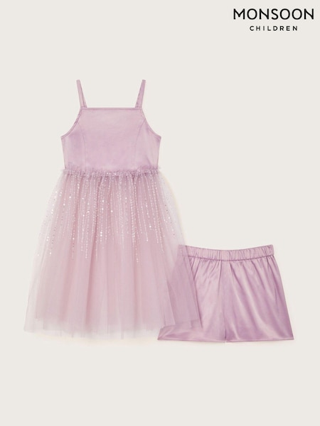 Monsoon Purple Misty Tulle Top and Shorts Set (AV8914) | AED206 - AED241