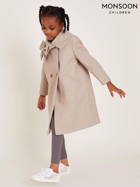 Monsoon Brown Bow Collar Coat (AV8934) | ₪302 - ₪352