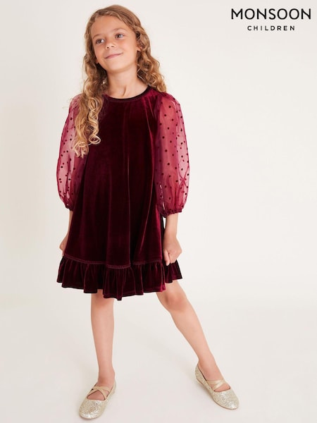 Monsoon Noa Spotty Organza Sleeves Velvet Dress (AV8937) | ‏352 ر.س.‏ - ‏422 ر.س.‏