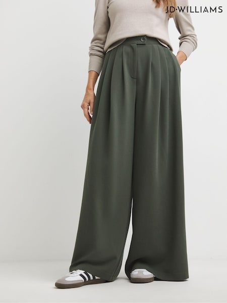 JD Williams Khaki Green Ultimate Tailored Wide Leg Trousers (AV9020) | €30