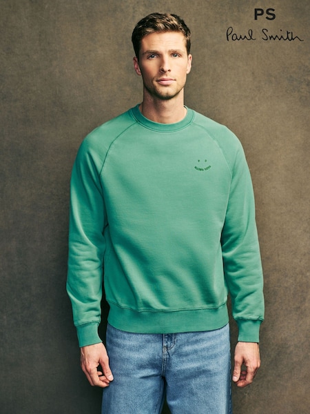 PS Paul Smith Green Smiley Face Logo 100% Cotton Sweatshirt (AV9037) | R$ 1,630