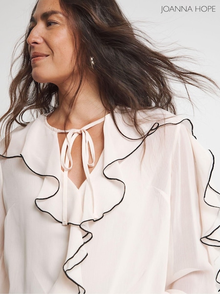 Joanna Hope Cream Crinkle Ruffle Contrast Blouse (AV9076) | 84 €