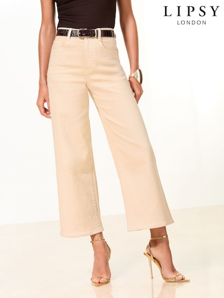 Lipsy Ecru Crop Wide Leg Jeans (AV9116) | €65