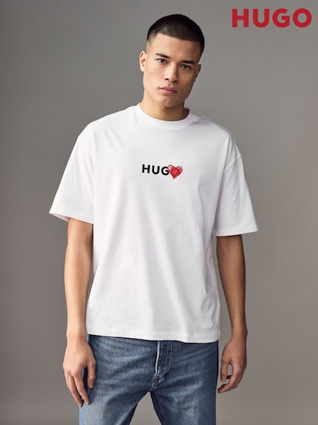 HUGO White Valentines Heart T-Shirt (AV9147) | €78