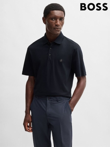 BOSS Blue Double Monogram Mercerised 100% Cotton Polo Shirt (AV9148) | €72